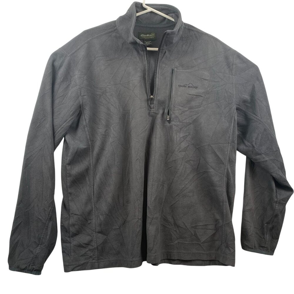 Eddie Bauer Mens Fleece Pullover 1/4-Zip XLT Gray Gorpcore Hiking